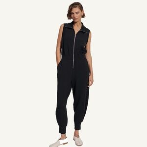 Varley Madelyn Black DoubleSoft Jumpsuit Small DoubleSoft Zip Front Sleeveless